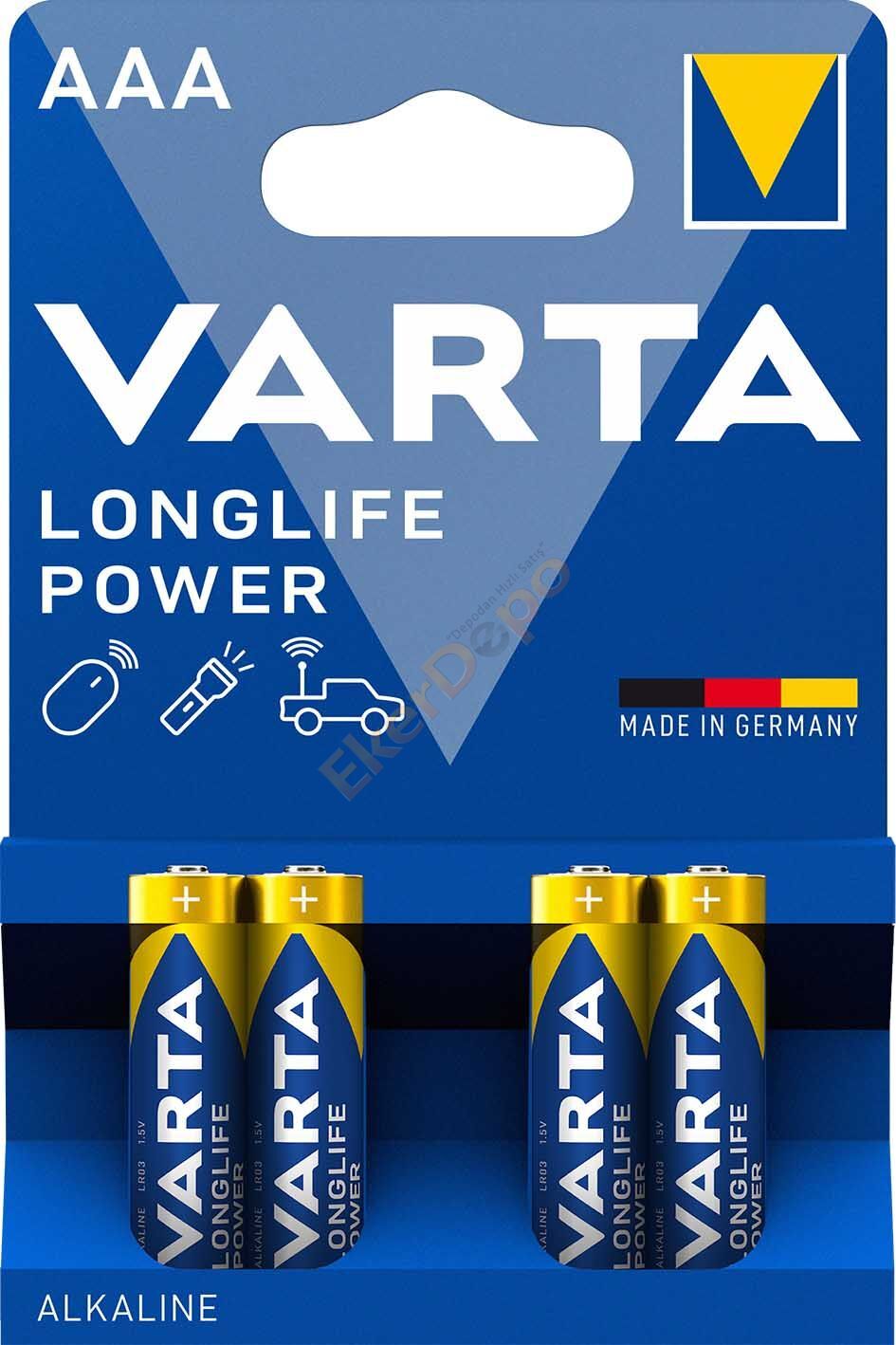 VARTA LONGLİFE POWER İNCE PİL AAA 4'LÜ