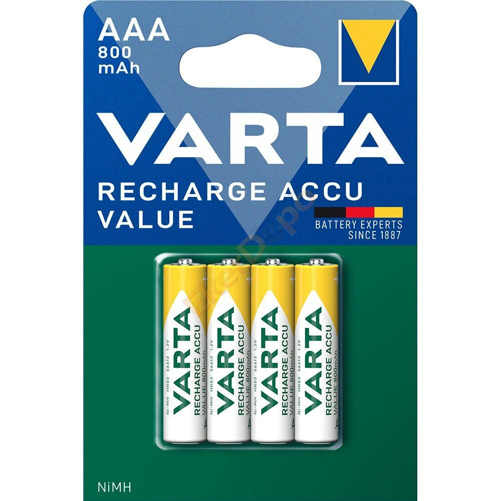 VARTA ŞARJ EDİLEBİLİR İNCE PİL (AAA) 800mAh 4'lü