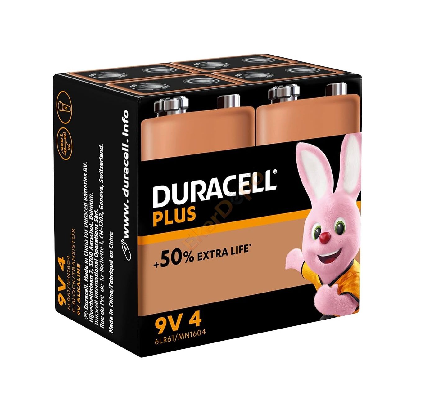 DURACELL PLUS ALKALİN 9 VOLT PİL (4'lü PAKET)